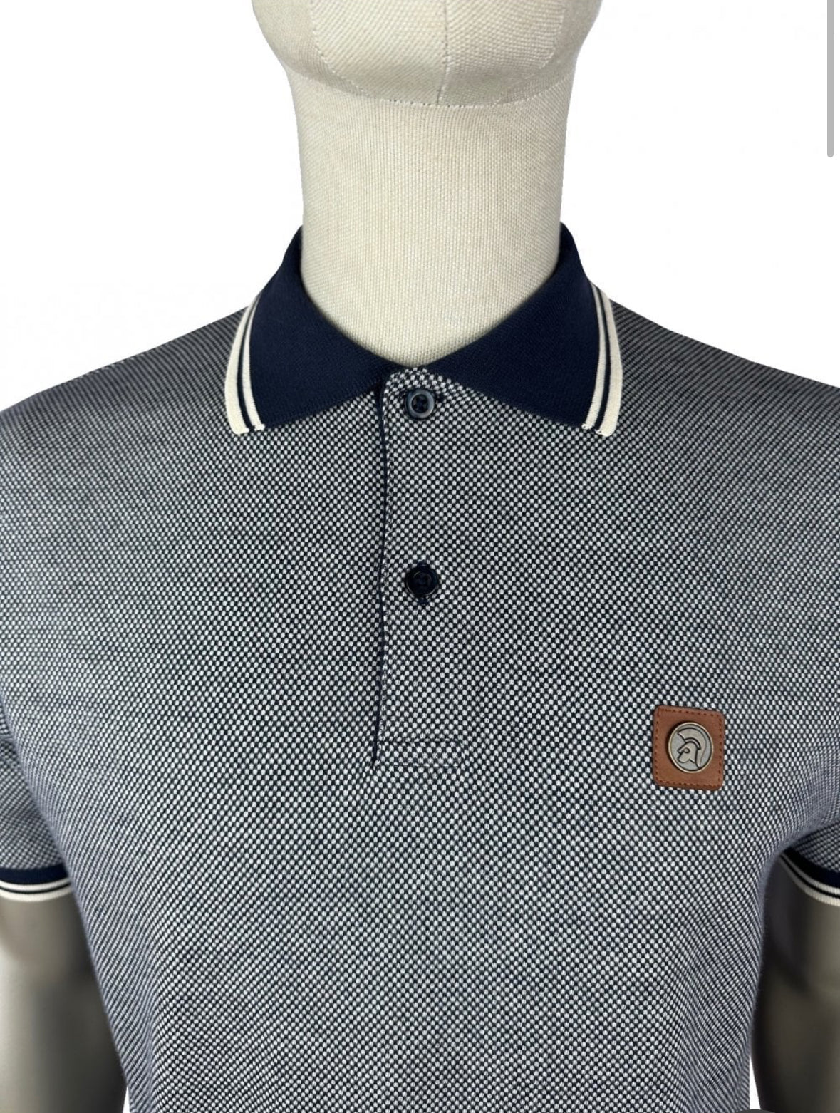 Jacquard Semi-Plain Polo - Navy