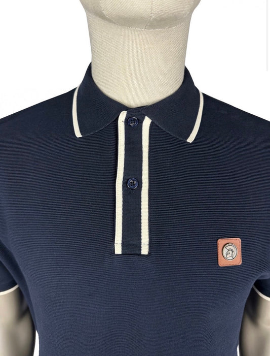 Ottoman Stripe Trim Polo - Navy - TR/9080