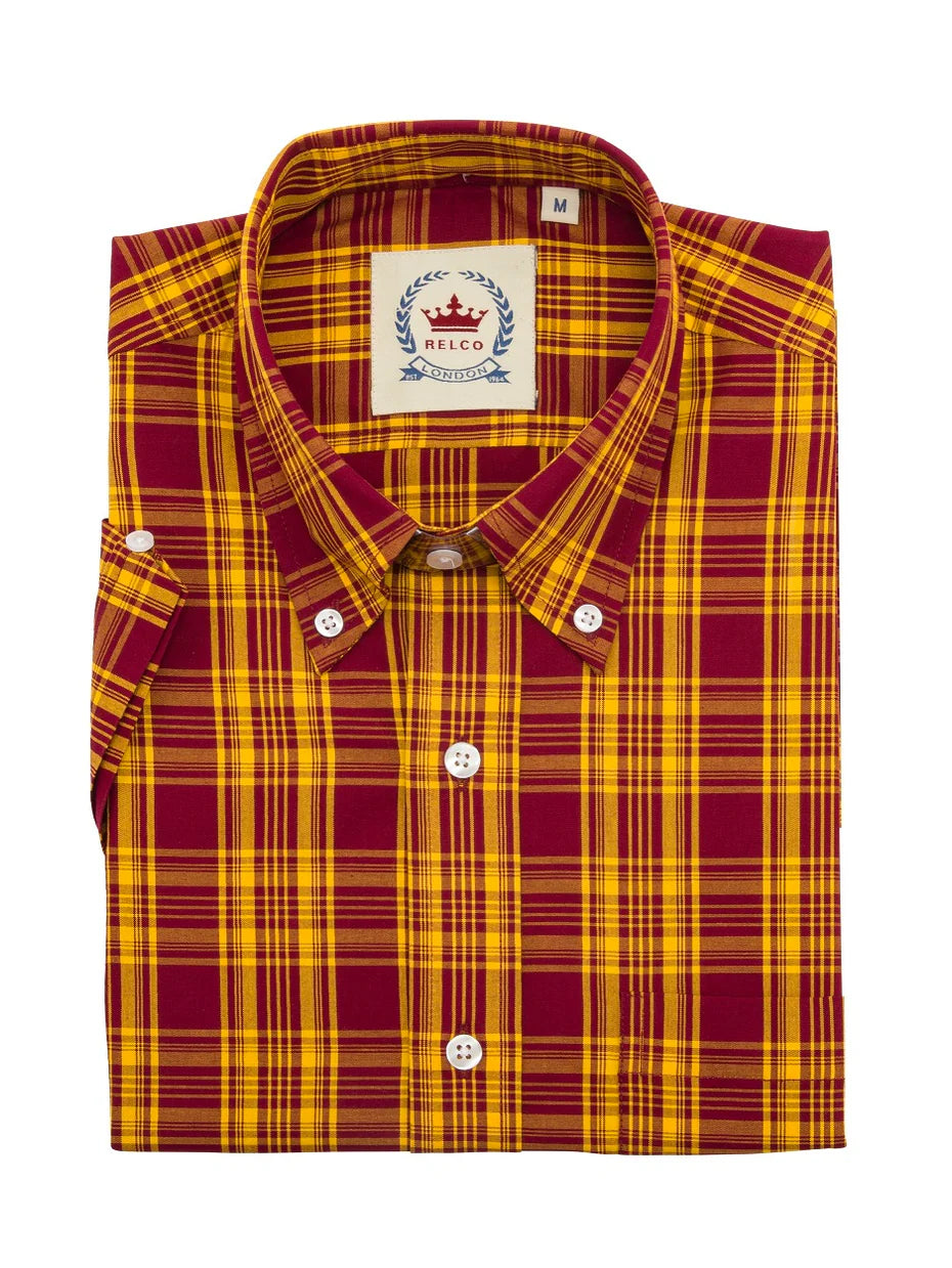 Relco Burgundy & Mustard Check Shirt - CK51