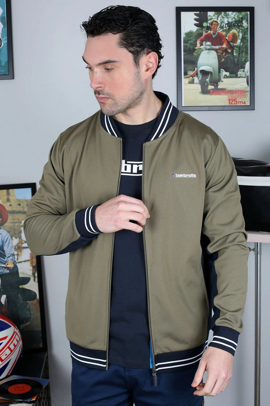Vintage Track Top - Khaki / Dark Navy / White