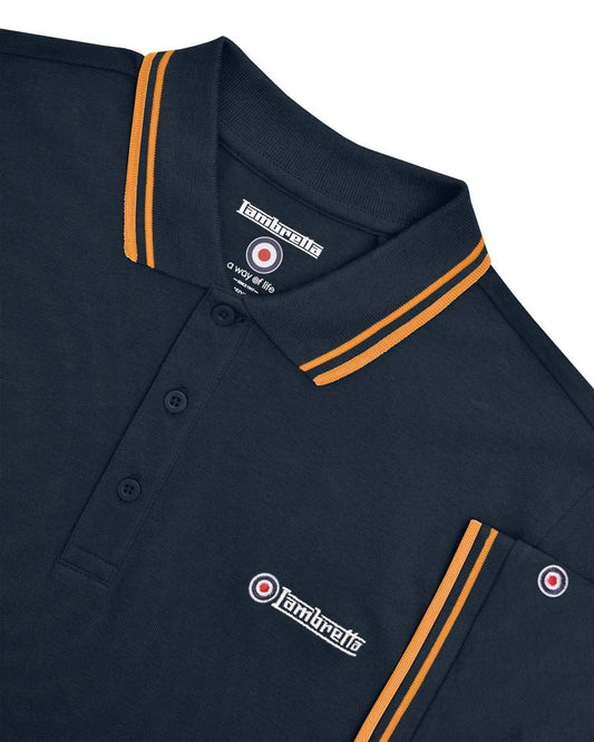 Twin Tipped Polo Dark Navy (tan tip)