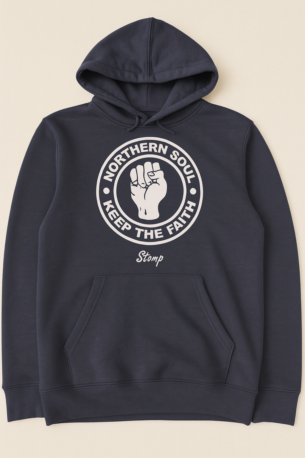 Northern Soul Hoody - Navy with White Logo