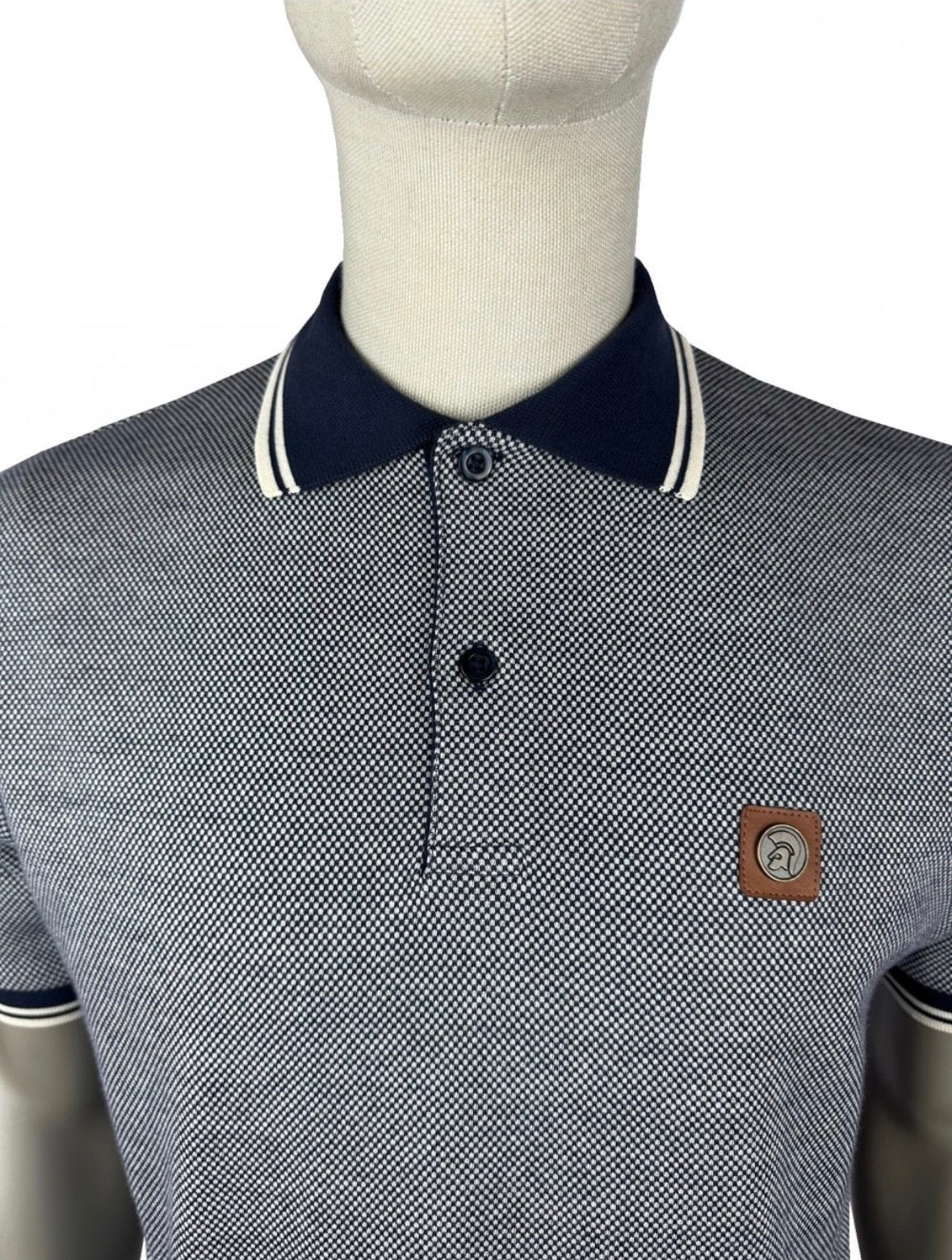 Jacquard Semi-Plain Polo - Navy TR/9016