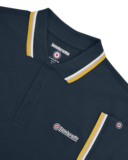 TRIPLE TIPPED POLO - NAVY (white/cashew/gold) SS1650