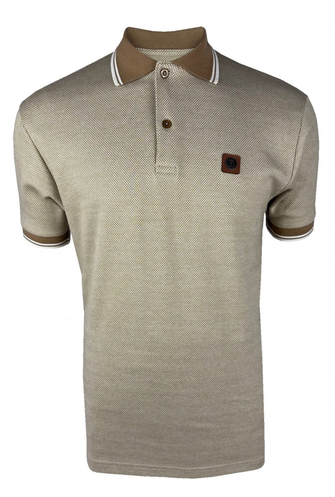 Jacquard Semi-Plain Polo - Camel
