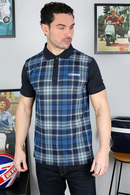 Check print polo - Navy