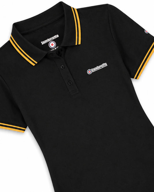 Ladies Lambretta Twin Tipped Polo - Black