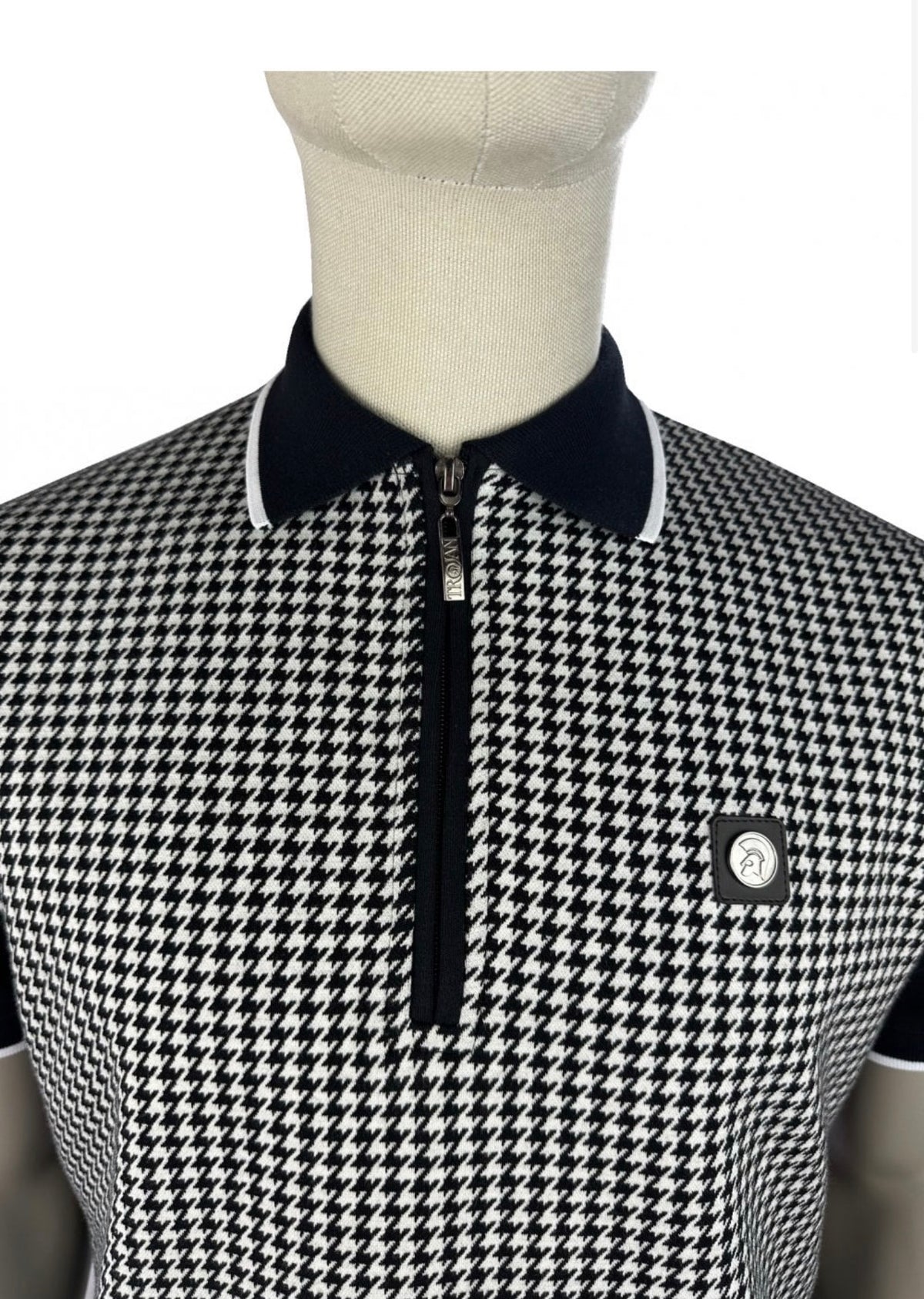 Mono Houndstooth Zip Polo TR/9125