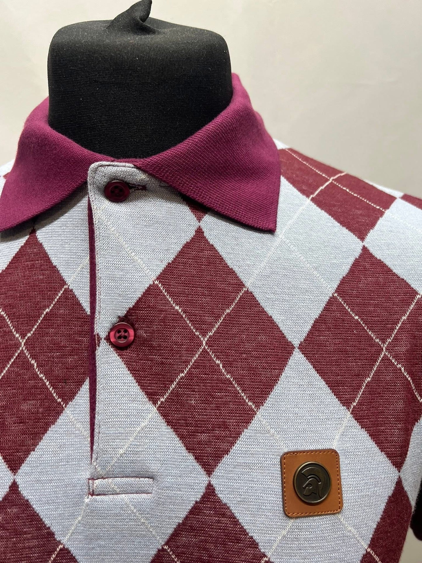 Argyle Panel Polo - Port