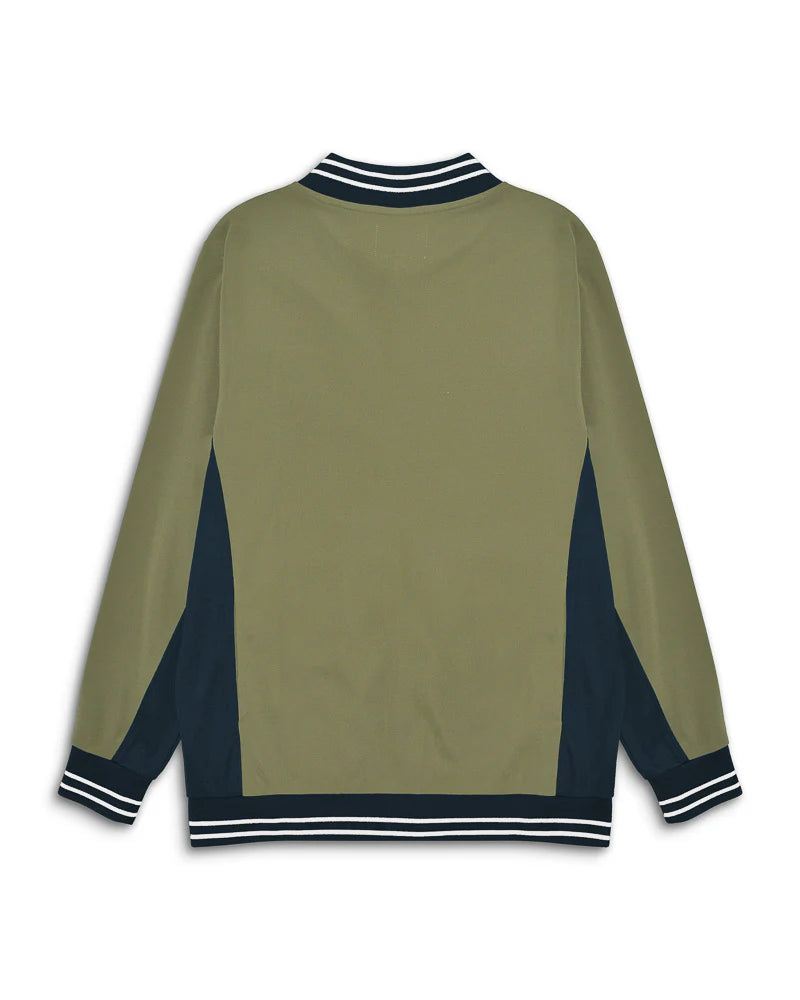 Vintage Track Top - Khaki / Dark Navy / White