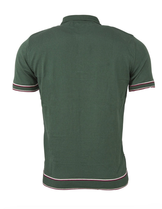 Men's Cable knit striped polo - Green - VS-9