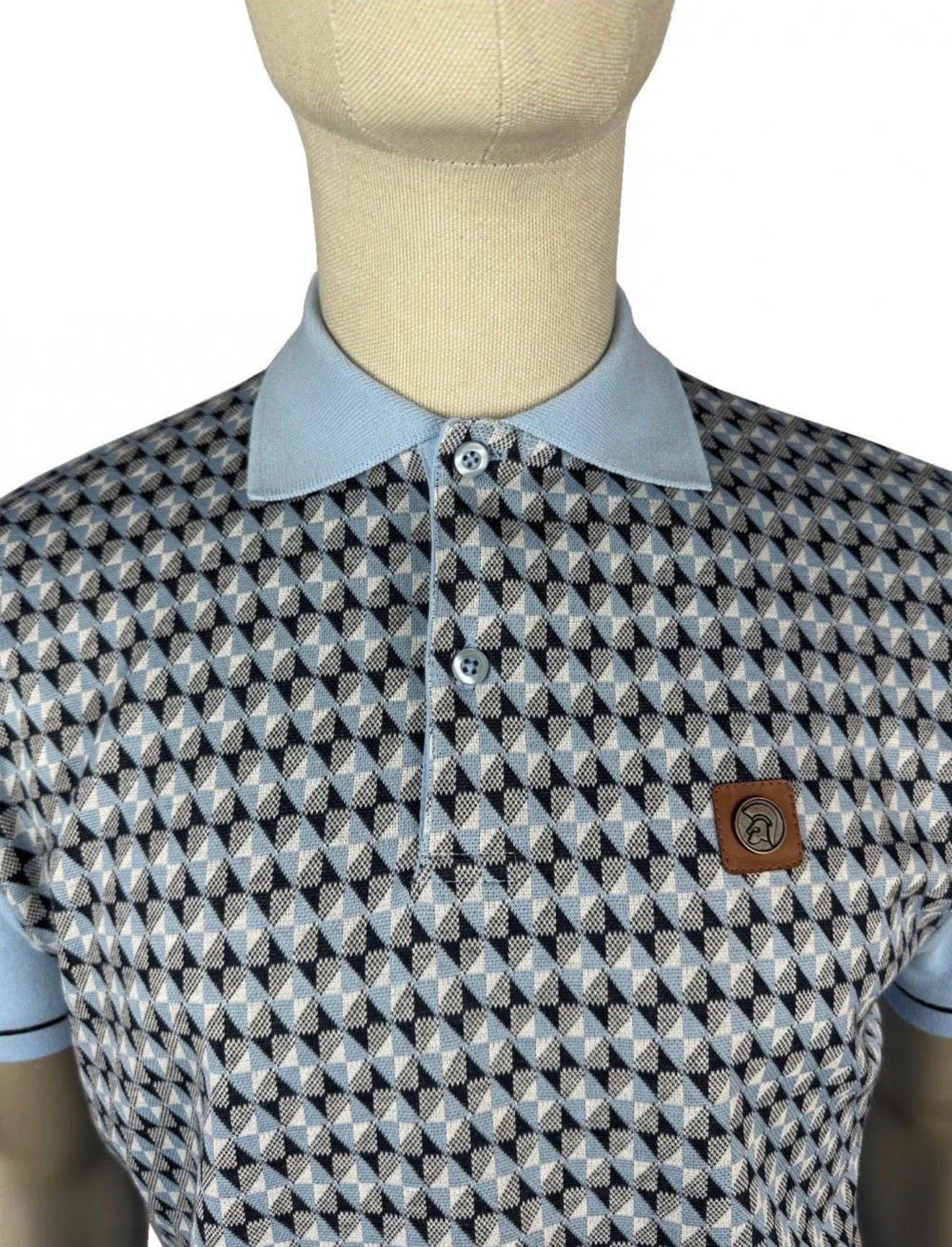 Trojan Diagonal Jacquard Panel Polo TR/8976 - Powder