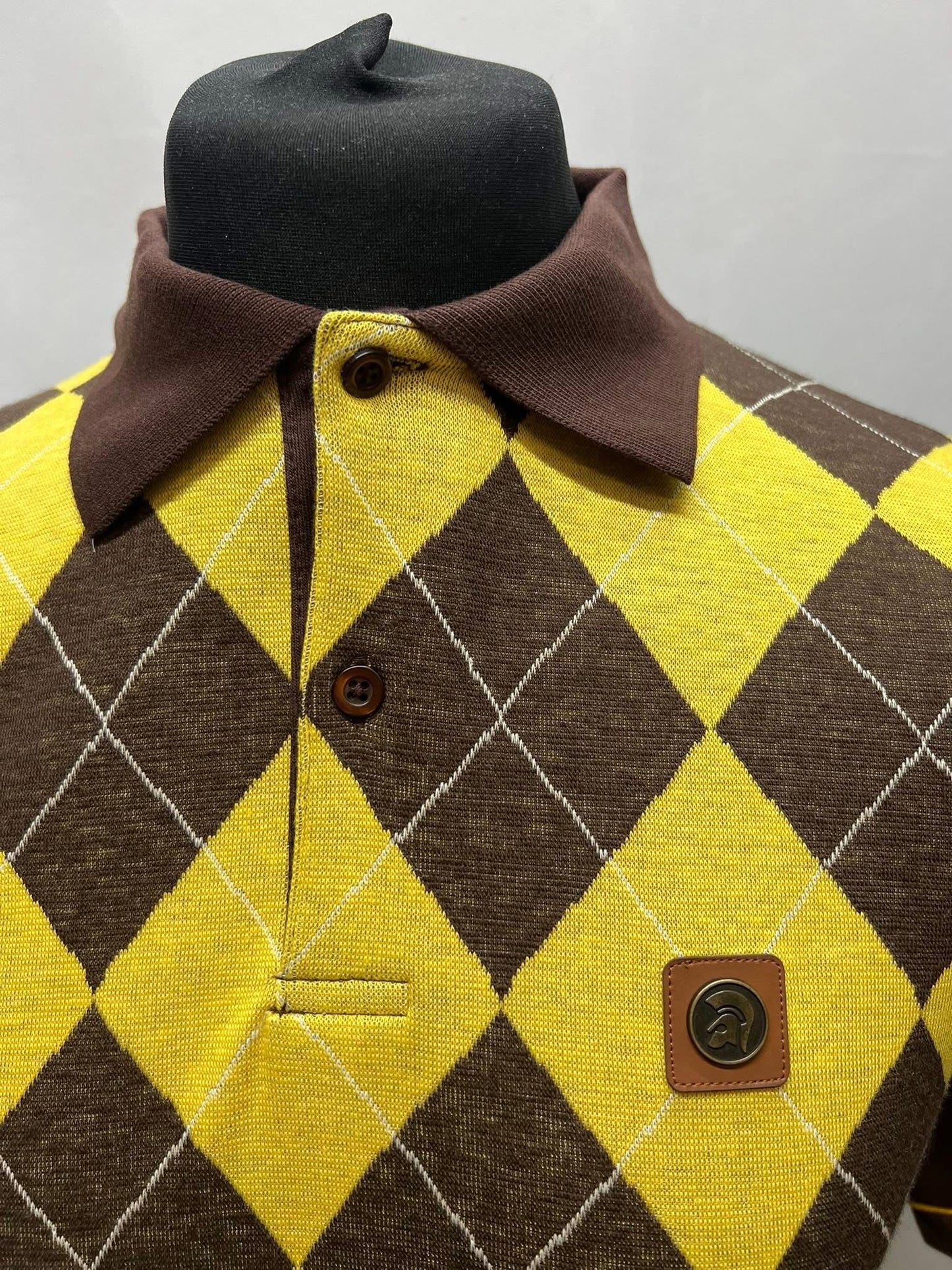 Argyle Panel Polo - Chocolate