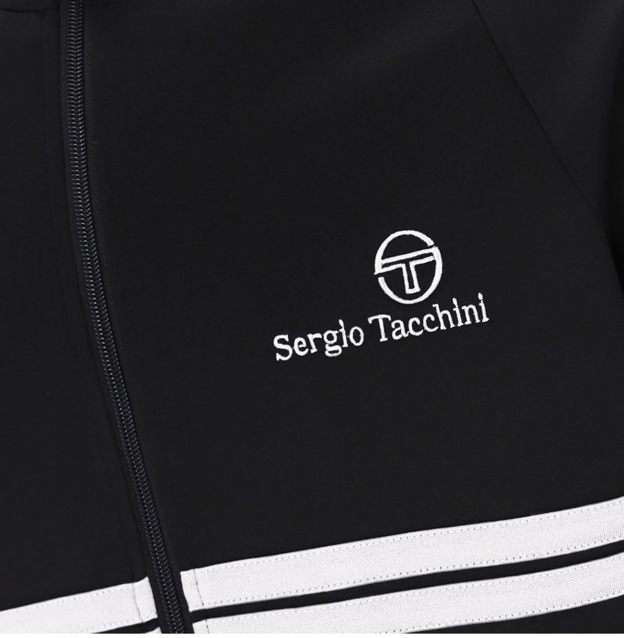 Mens Sergio Tacchini Black/White New Dallas Track Top