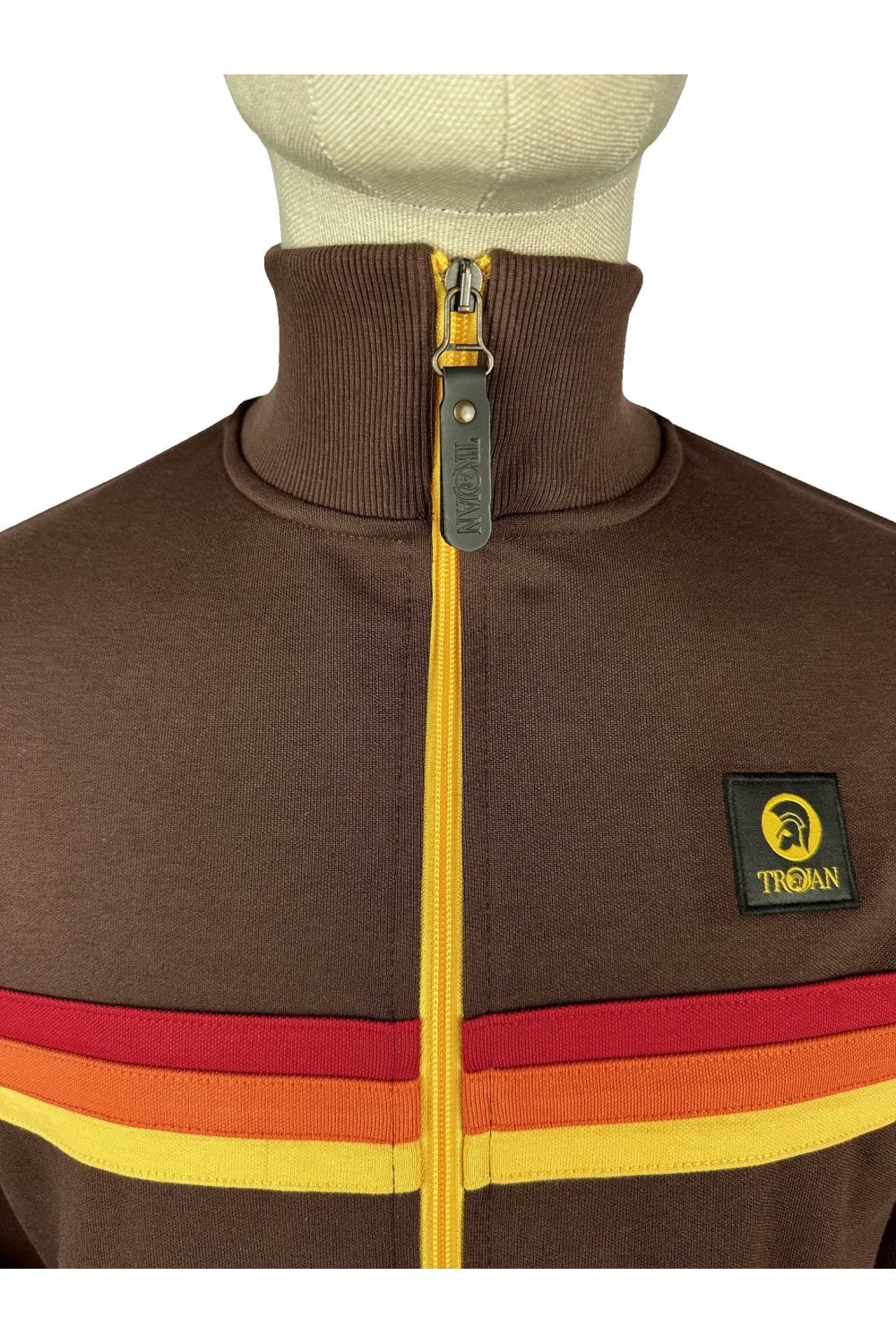 Trojan Retro Stripe Track Top - Chocolate