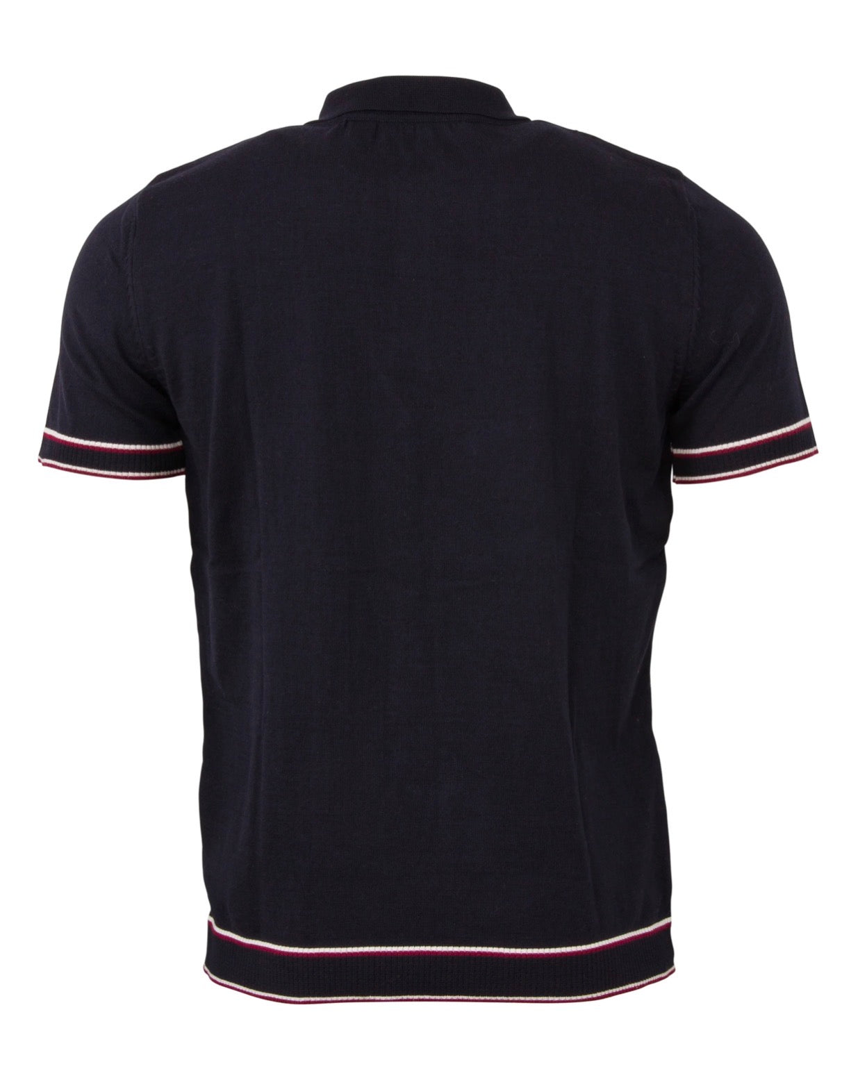 Men's Cable knit striped polo - Navy - VS-9