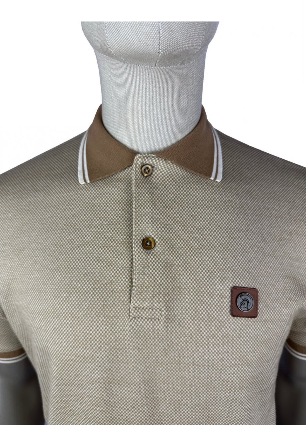 Jacquard Semi-Plain Polo - Camel