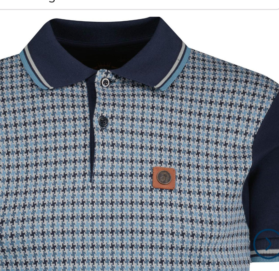 Retro Jacquard Houndstooth Panel Polo