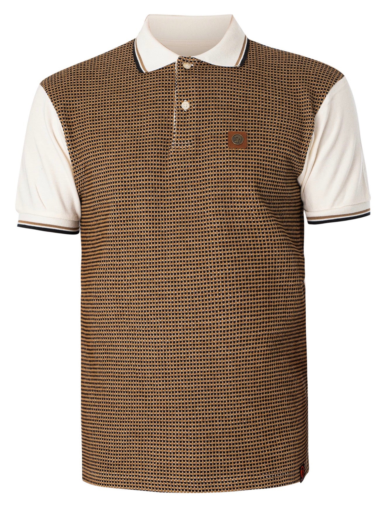 Birdseye Jacquard Panel Polo - ecru - TR8869