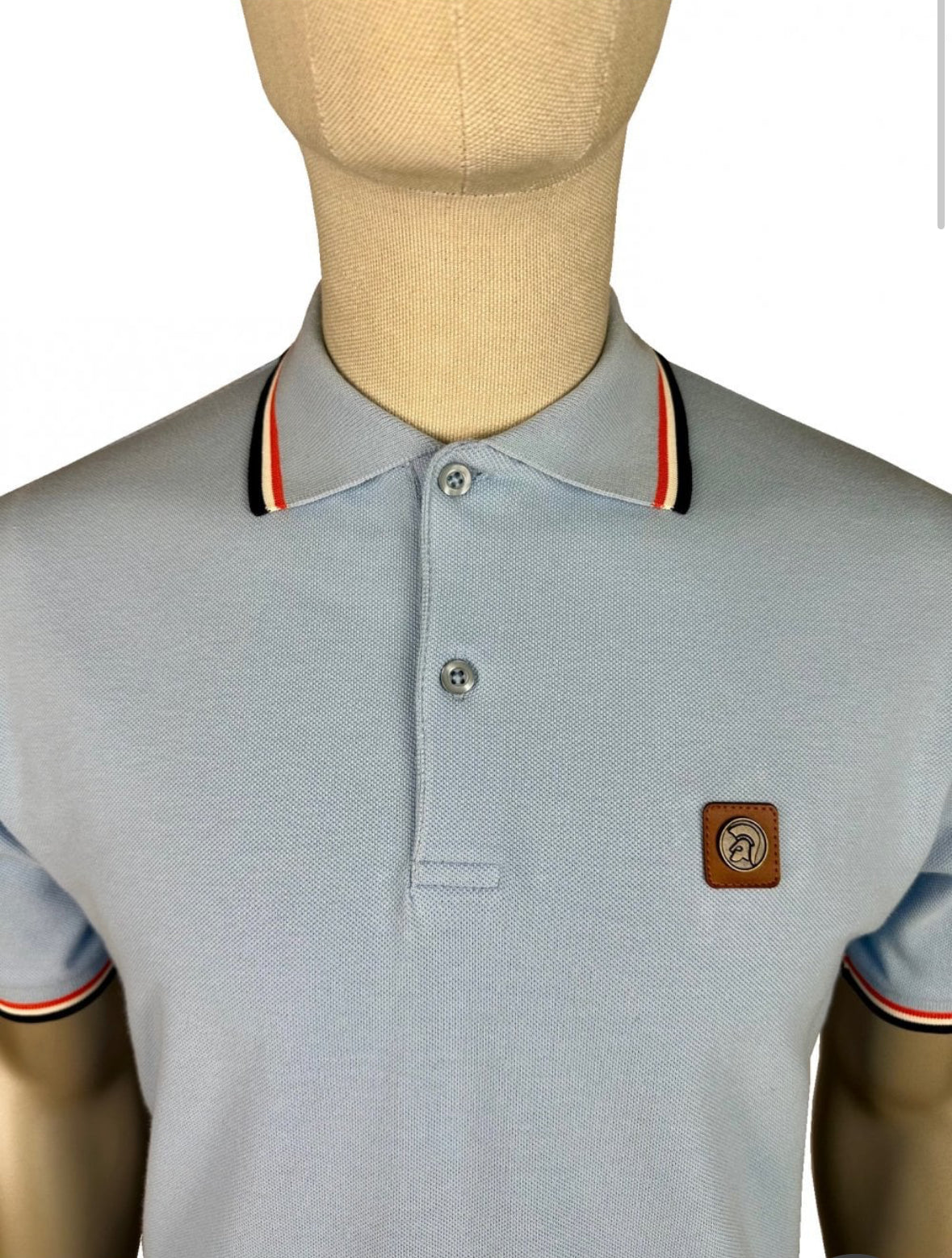 Three Colour Tipped Pique Polo - Powder