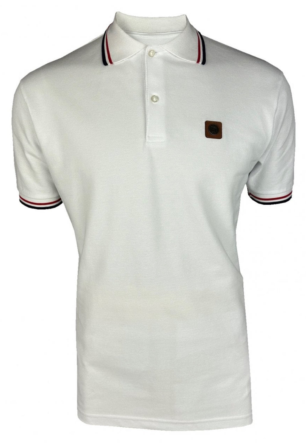 Three Colour Tipped Pique Polo - White