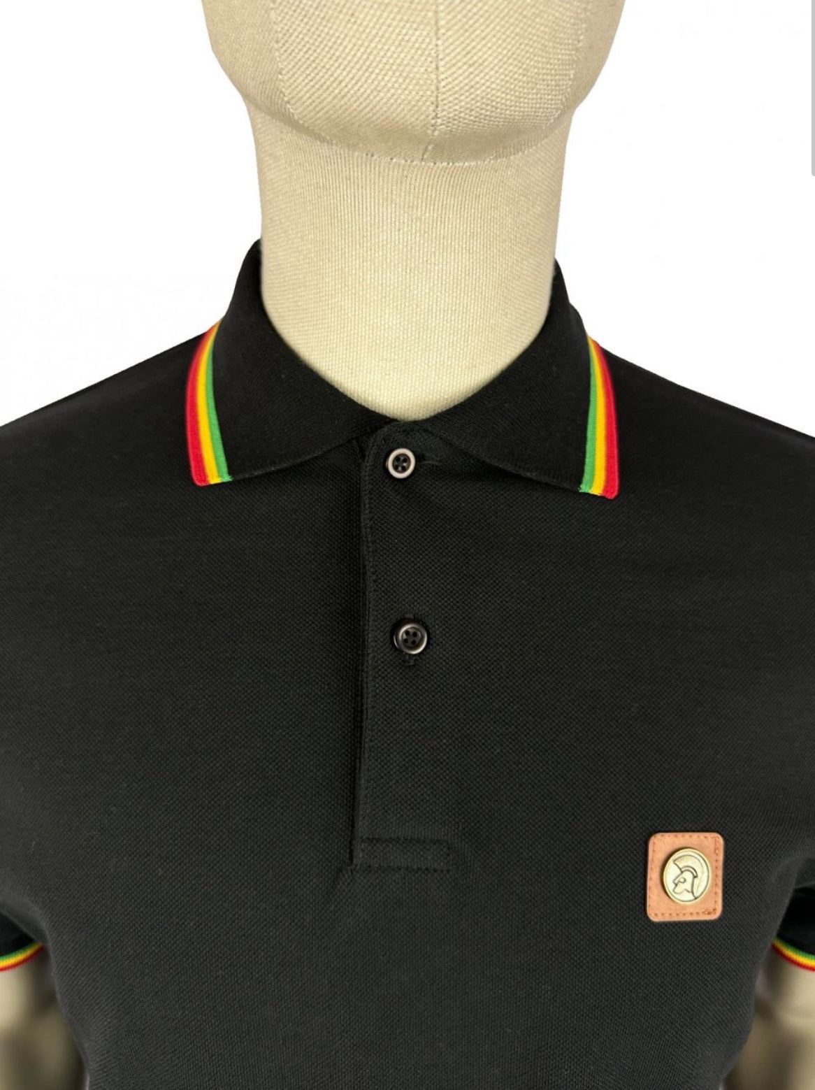 Three Colour Tipped Pique Polo - Black