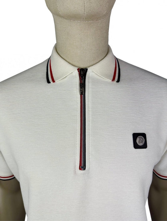 Ottoman Rib Zip Polo - Ecru - TR9070