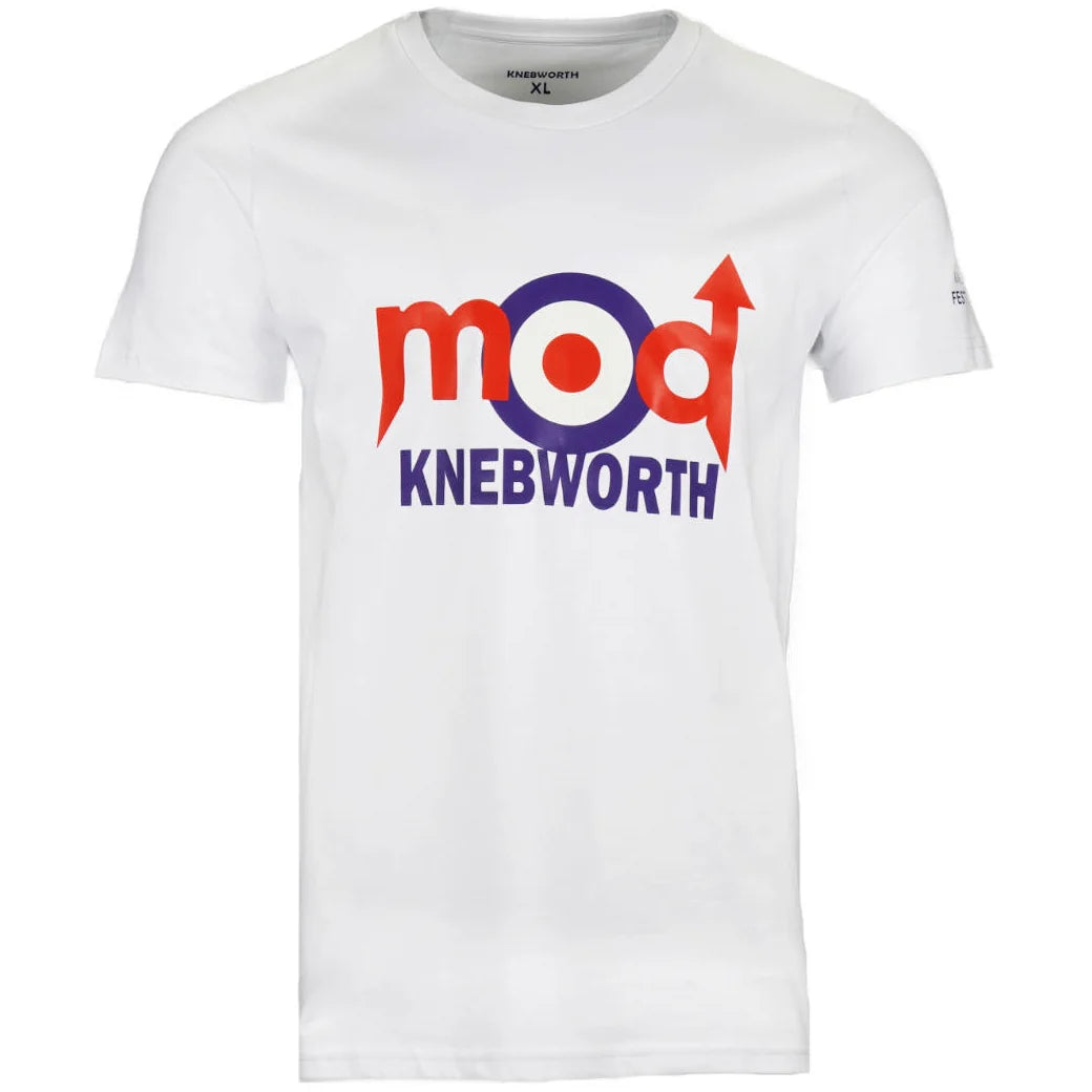 Knebworth - Mod Font Logo Print T-Shirt White