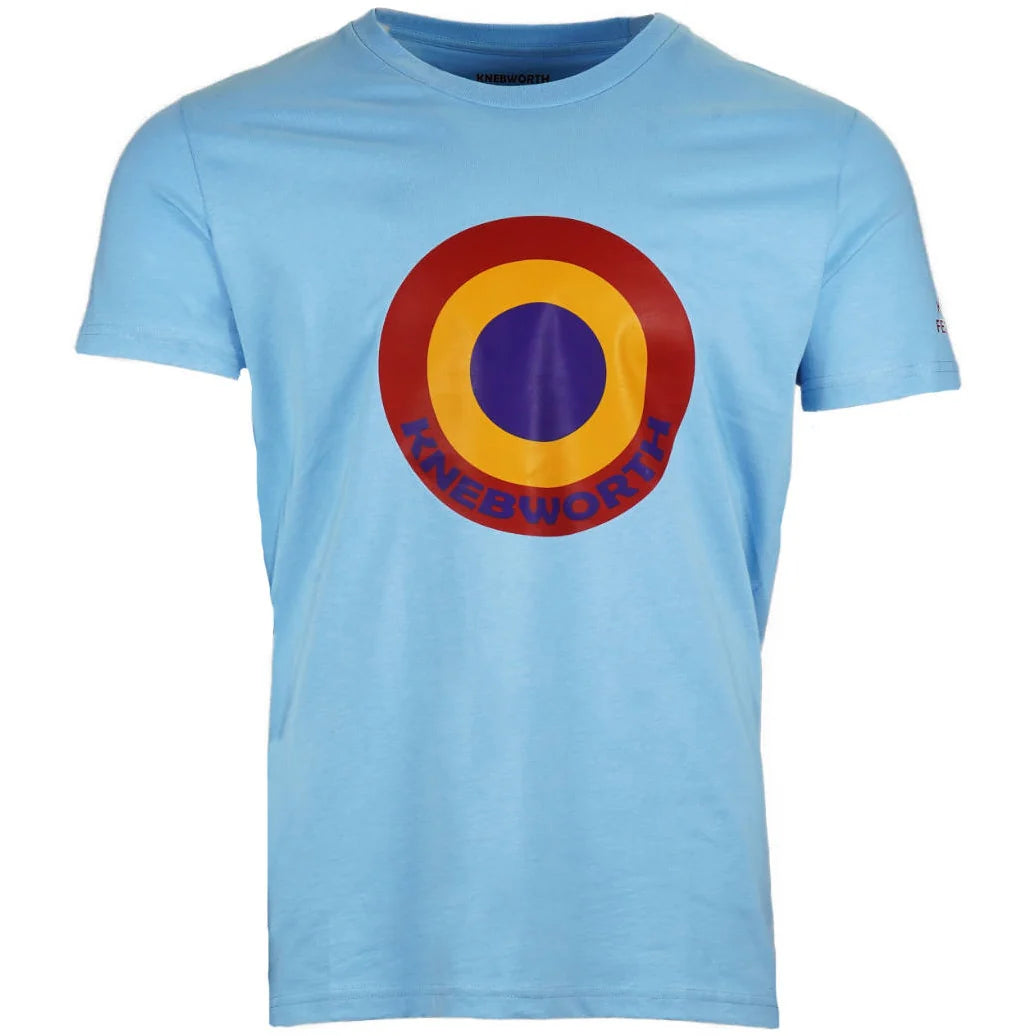 Knebworth - Yellow Target Print T-Shirt Sky Blue