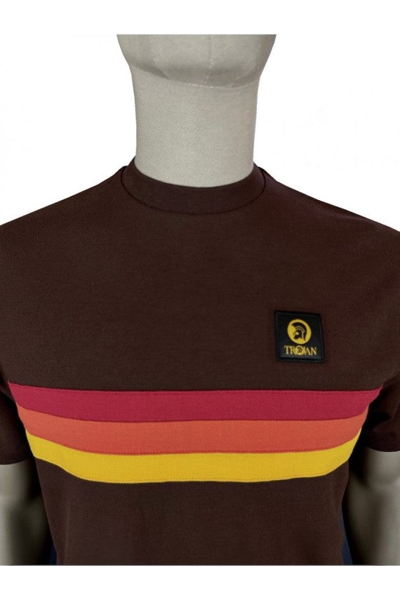 Retro Stripe Pique Tee - Chocolate