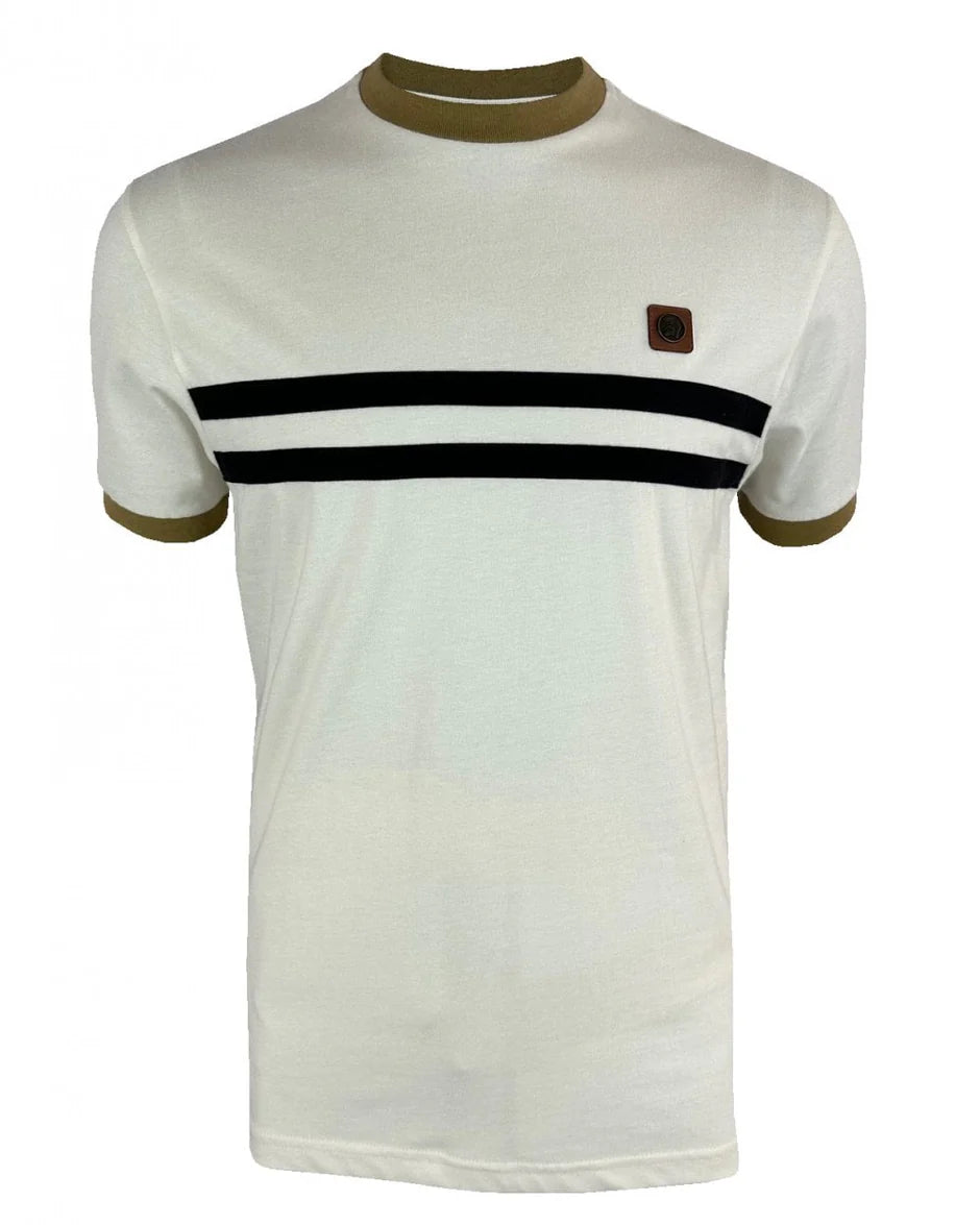 Laid on stripe front tee - Ecru