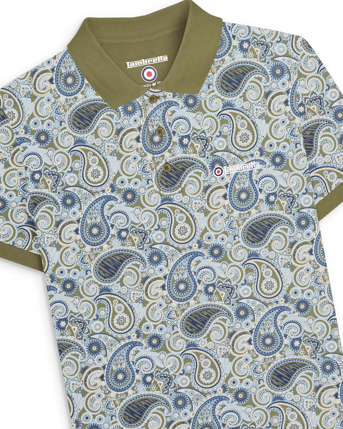 Paisley Brand Polo - Khaki / Navy
