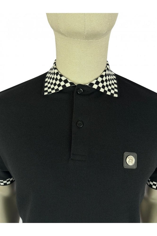 Checkerboard Trim Pique Polo