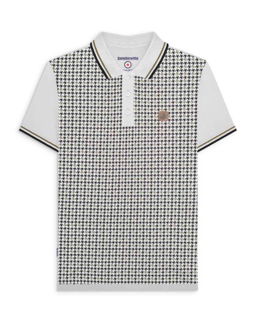 Houndstooth Polo - White