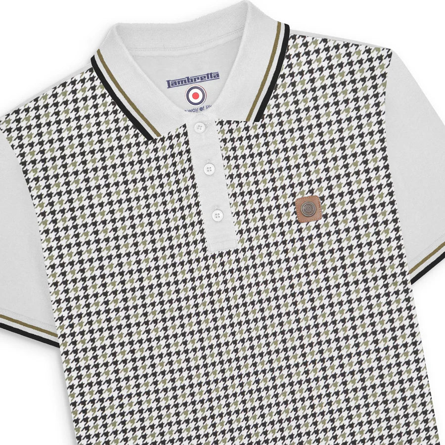 Houndstooth Polo - White