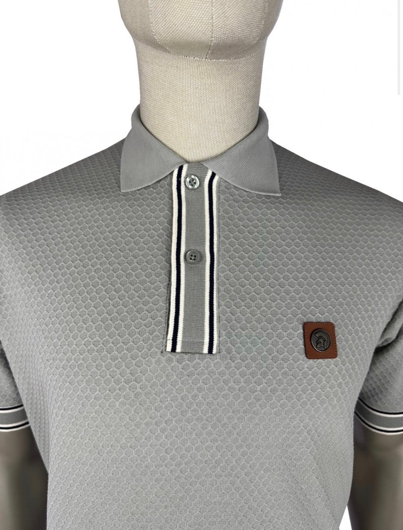 Textured Stripe Rib Polo - Grey - TR/9081