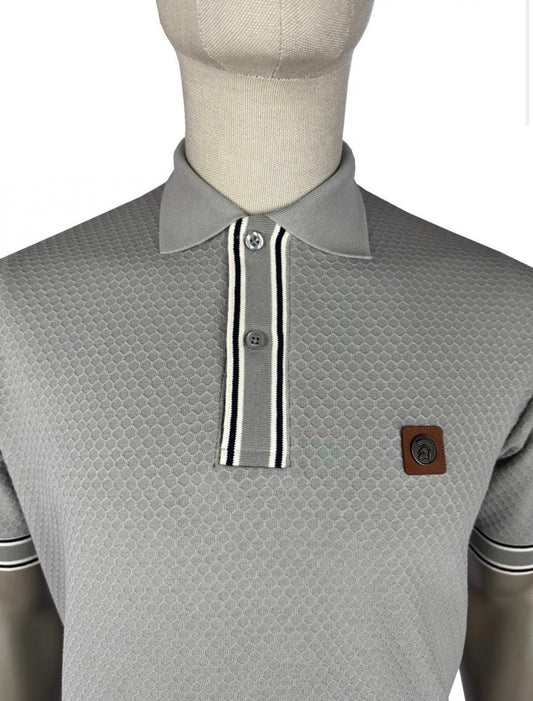 Textured Stripe Rib Polo - Grey - TR/9081