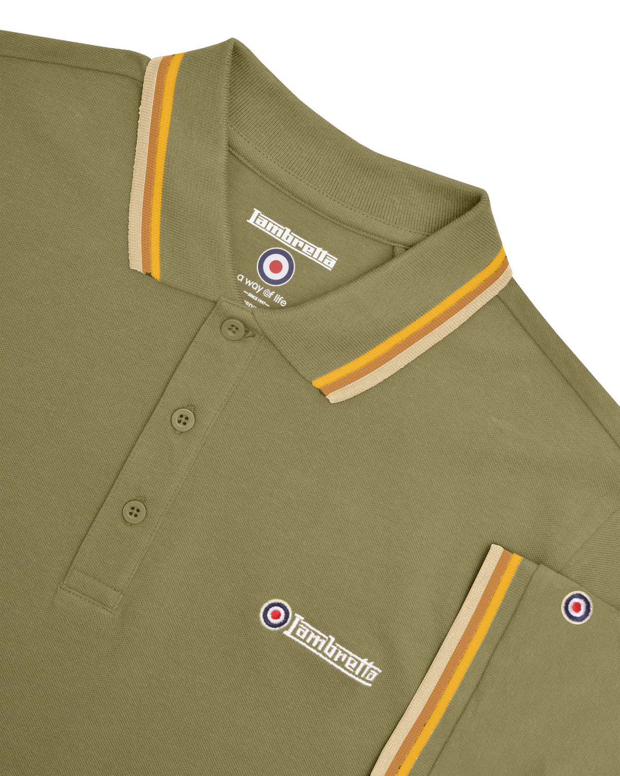 TRIPLE TIPPED POLO - KHAKI (GOLD/TOBACCO/CREAM) SS1650