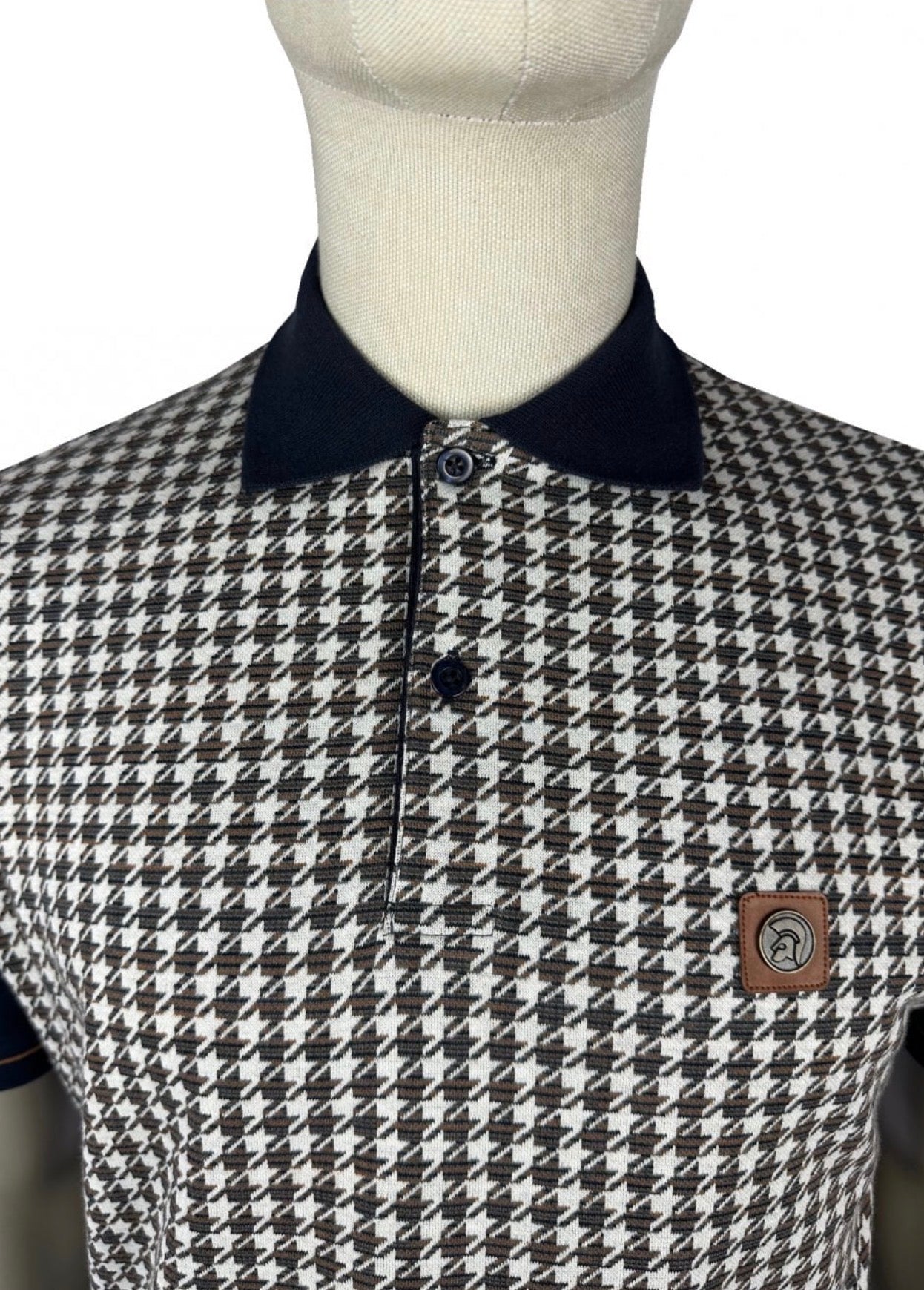 TROJAN Houndstooth Panel Polo TR/9074 - Navy