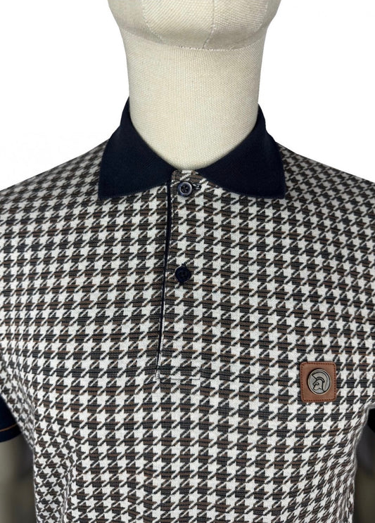 TROJAN Houndstooth Panel Polo TR/9074 - Navy