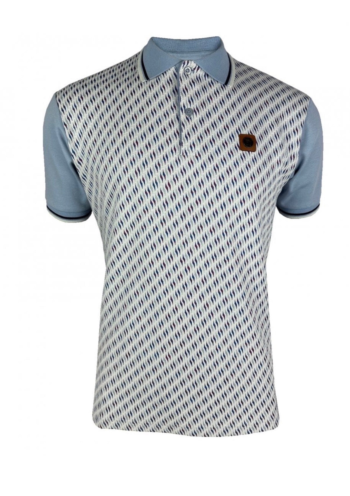 TROJAN Ottoman Jacquard Panel Polo TR/8866 - Sky
