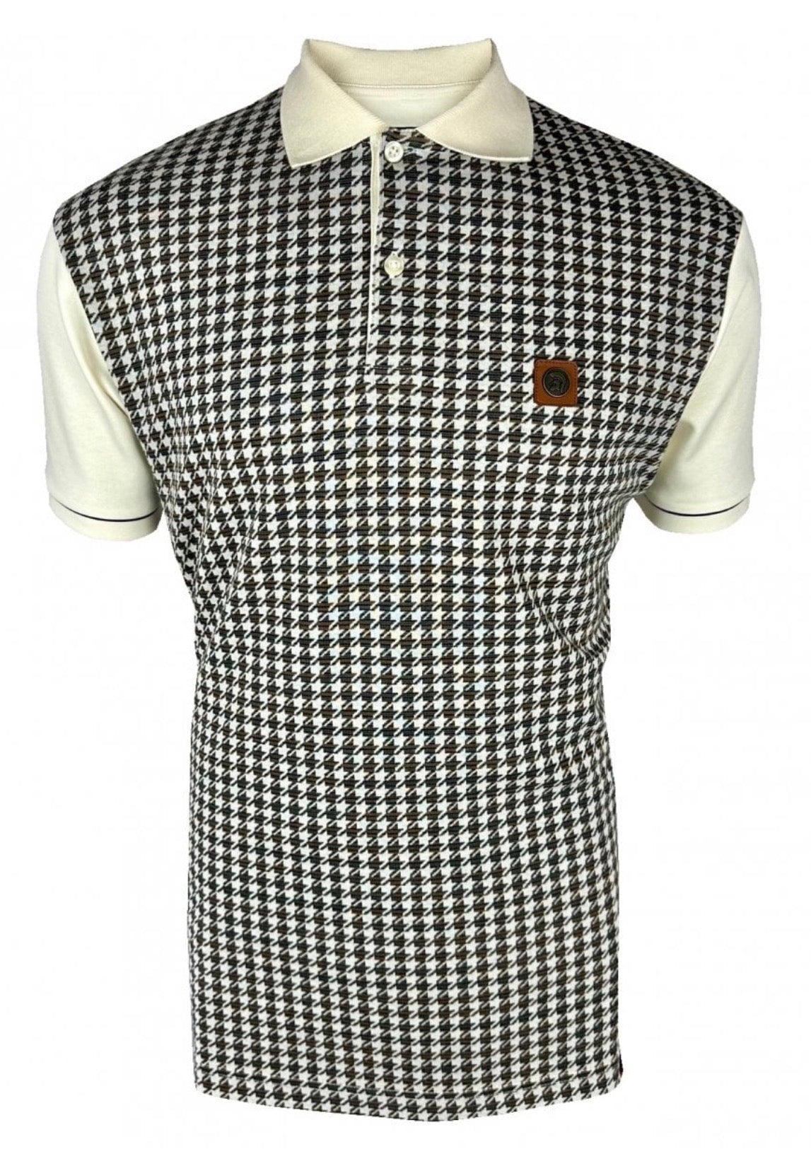 TROJAN Houndstooth Panel Polo TR/9074 - Ecru