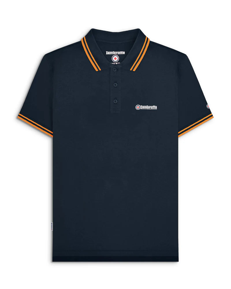 Twin Tipped Polo Dark Navy (tan tip)