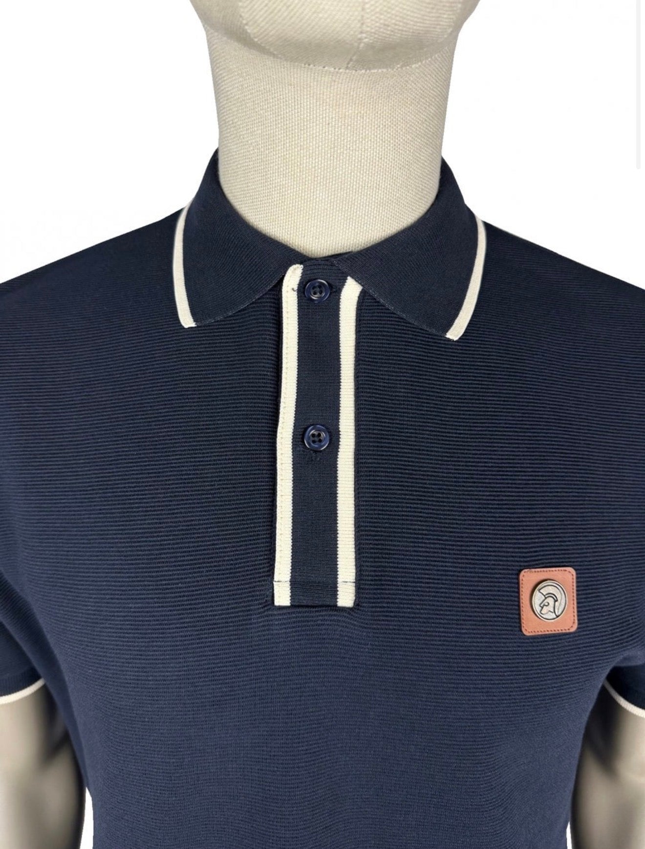 Ottoman Stripe Trim Polo - Navy -  TR/9080