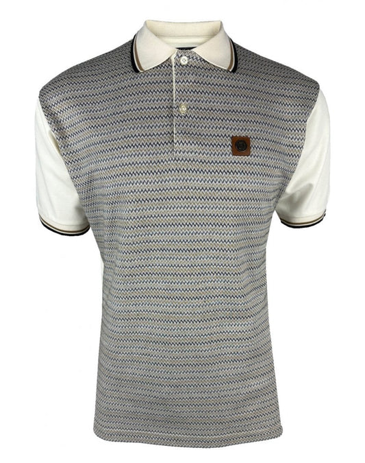 'zig-zag' jacquard panel polo - Ecru