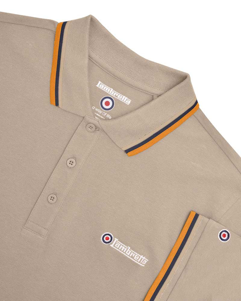 TRIPLE TIPPED POLO - CASHEW (Stone/Navy/Orange) SS1650