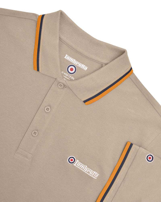 TRIPLE TIPPED POLO - CASHEW (Stone/Navy/Orange) SS1650