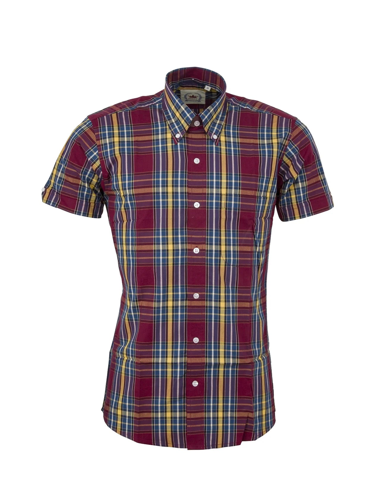 Relco Burgundy, Yellow & Blue Check Shirt - CK71