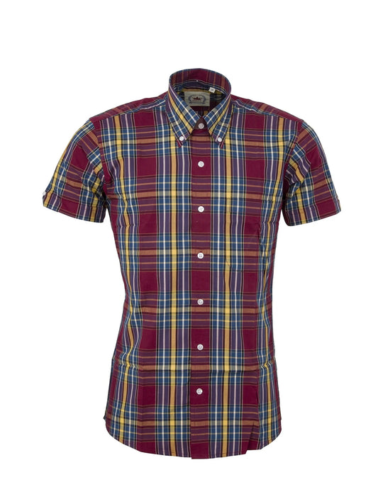 Relco Burgundy, Yellow & Blue Check Shirt - CK71