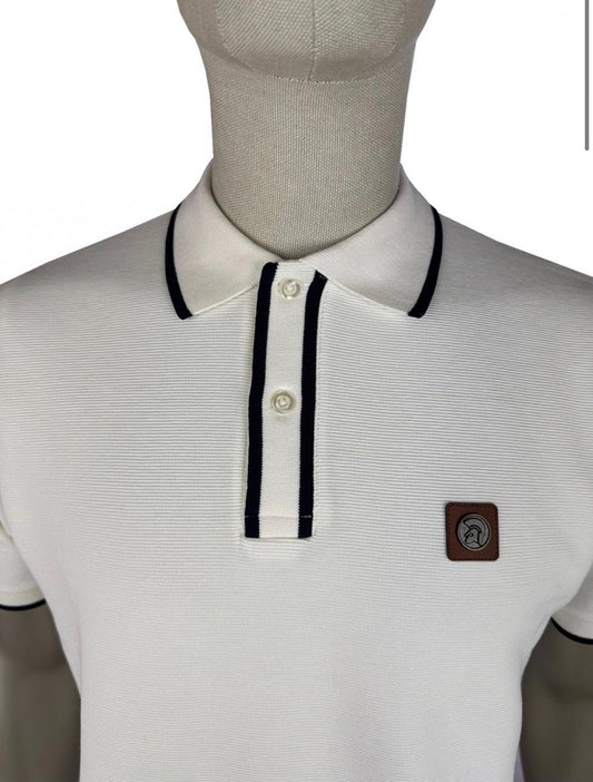 Ottoman Stripe Trim Polo - Ecru -  TR/9080
